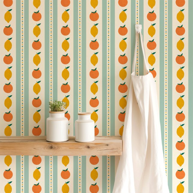 Moderne Retro-Citrus-Streifen Aquamarin Tapete (Von Creator hochgeladen)