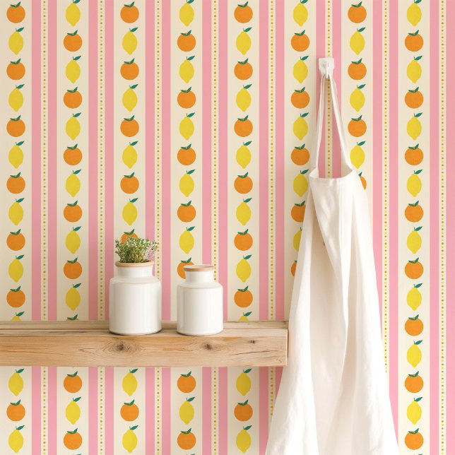 Moderne Retro-Citrus Streifen pink Tapete (Von Creator hochgeladen)