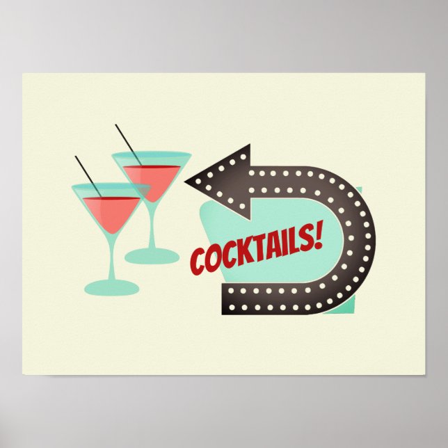 Moderne Retro Cocktails Zuhause Bar Poster (Vorne)