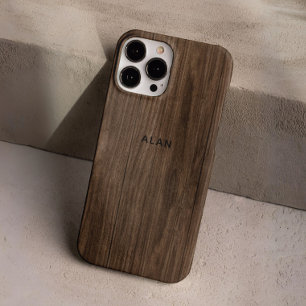Moderne Retro Custom Chic Darkelbraun Holzmaserung iPhone 16 Pro Hülle