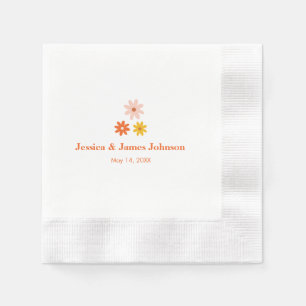 Moderne Retro Daisy Paare Name Hochzeit Napkins Serviette