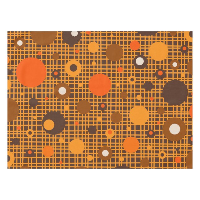 Moderne Retro Dots Muster braun orange Tischdecke (Vorderseite (Horizontal))