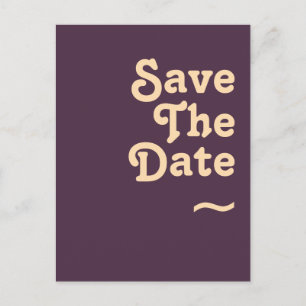 Moderne Retro   Dunkelviolette Save-the-Date-Karte Einladungspostkarte