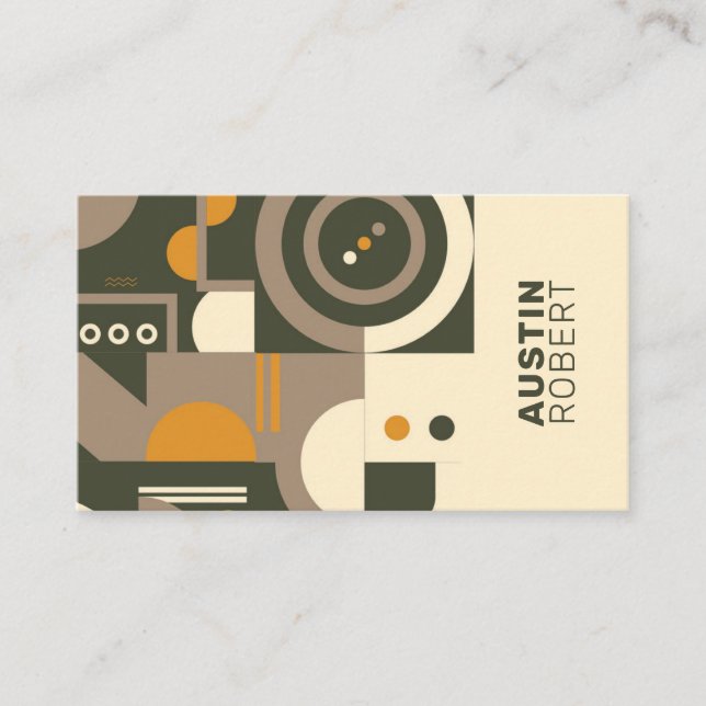 Moderne Retro Earth Tone Geometric Business Card Visitenkarte (Vorderseite)