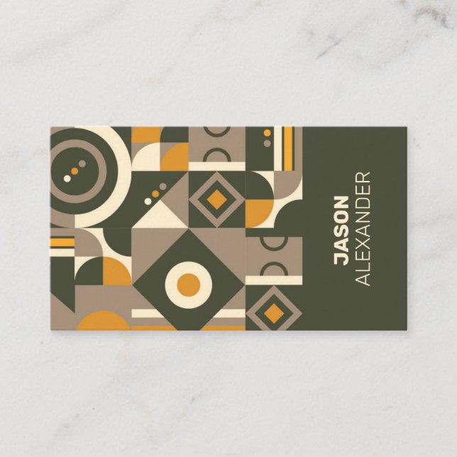 Moderne Retro Earth Tone Geometric Business Card Visitenkarte (Vorderseite)