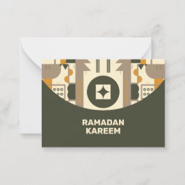 Moderne Retro Earth Tone Geometric Eid Mitteilungs Mitteilungskarte