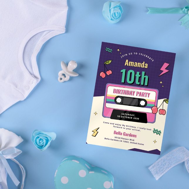 Moderne Retro-Einladung zum 10. Geburtstag Einladung (Von Creator hochgeladen)