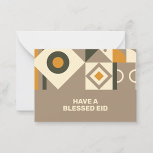 Moderne Retro-Erdfarbene Geometrische Eid-Notizkar Mitteilungskarte