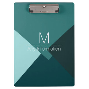 Moderne Retro-Farb-Geometrie-Muster-Monogramm #7 Klemmbrett