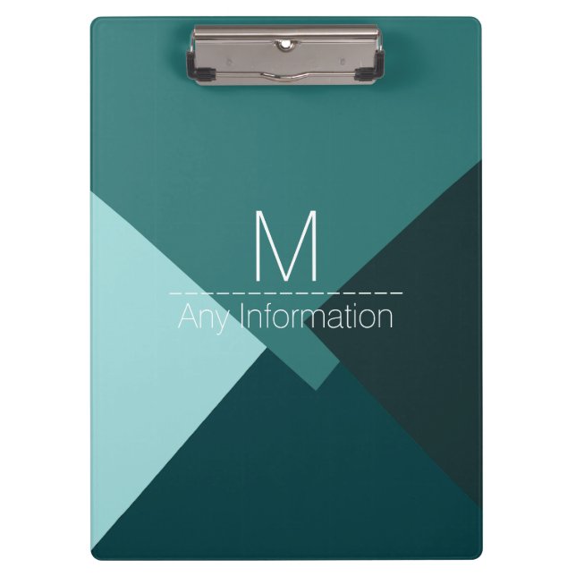 Moderne Retro-Farb-Geometrie-Muster-Monogramm #7 Klemmbrett (Vorderseite)