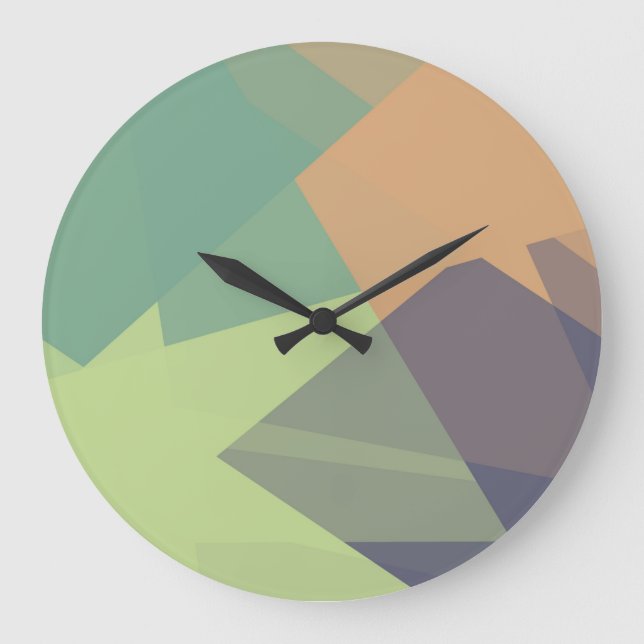 Moderne Retro-Farben Geometric #17 Große Wanduhr (Vorderseite)