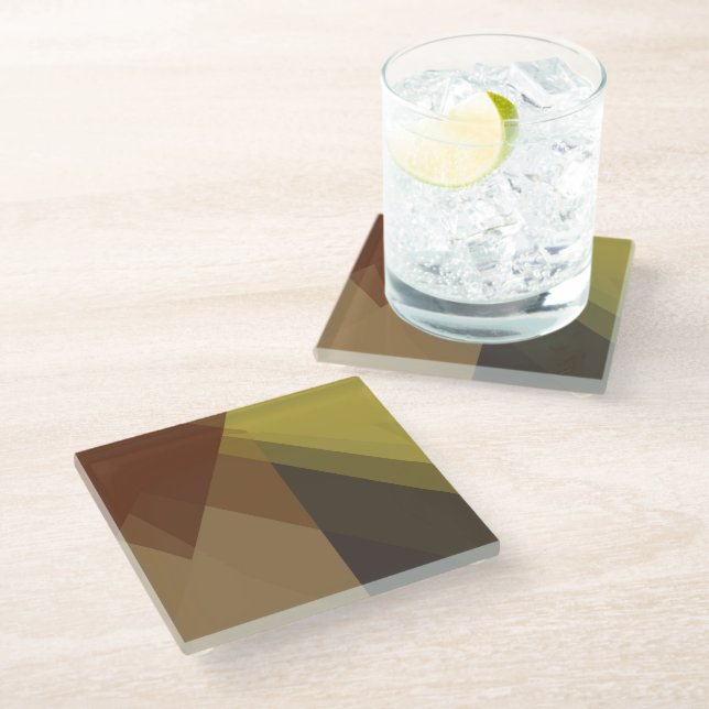 Moderne Retro-Farben Geometric #26 Glasuntersetzer (Schrägansicht)