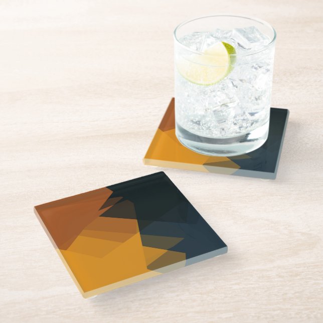 Moderne Retro-Farben Geometric #29 Glasuntersetzer (Schrägansicht)