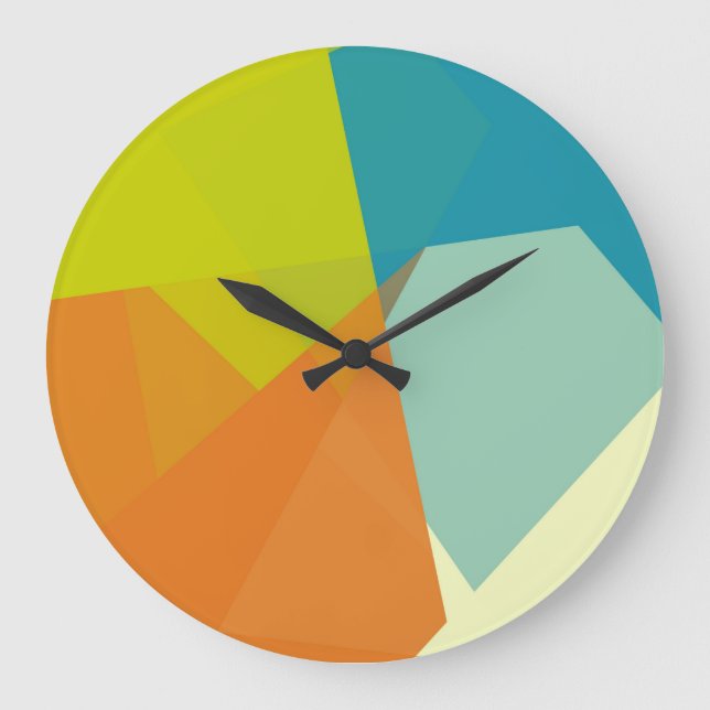 Moderne Retro-Farben Geometric #30 Große Wanduhr (Vorderseite)