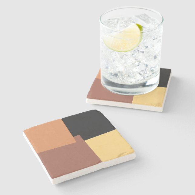 Moderne Retro-Farben Geometric #35 Steinuntersetzer (Seitenansicht)