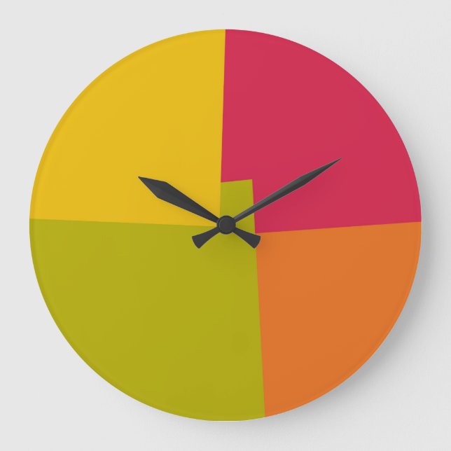Moderne Retro-Farben Geometrie #39 Große Wanduhr (Vorderseite)