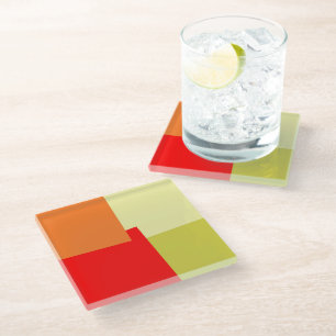 Moderne Retro-Farben Geometrisch #3 Glasuntersetzer