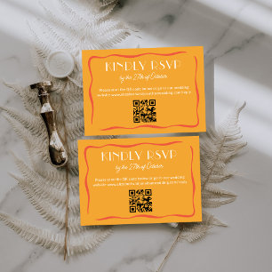Moderne Retro-Fette Orange QR-Code-Hochzeits-RSVP- RSVP Karte