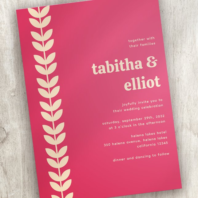 Moderne Retro Floral Pink Creme Hochzeit Einladung (Von Creator hochgeladen)