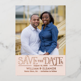 Moderne Retro-Folie-Hochzeit-Save-the-Date-Karte Folieneinladung