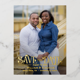 Moderne Retro FOLIE Save the Date Postkarte