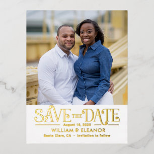 Moderne Retro FOLIE Save the Date Postkarte