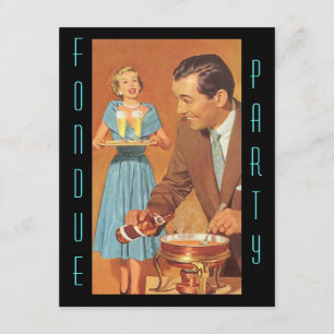 Moderne Retro Fondue-Party-Thema-Einladungen Einladung