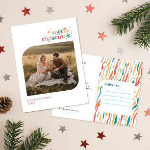 Moderne Retro-Foto-Familien-Weihnachtsfeiertage Postkarte