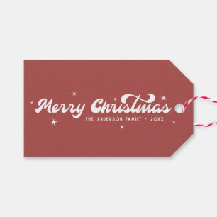 Moderne Retro Frohe Weihnachten Schneeflocken Ster Geschenkanhänger
