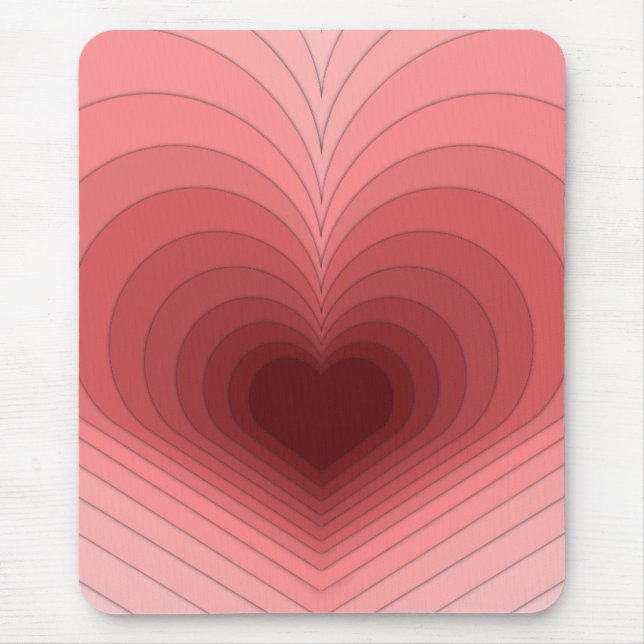 Moderne Retro Funky Red Pink Heart Mousepad (Vorne)