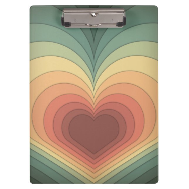 Moderne Retro Funky Romantic Heart Clipboard Klemmbrett (Vorderseite)