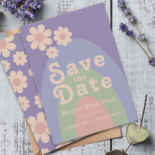 Moderne Retro-Gänseblümchen-Hochzeit Save The Date