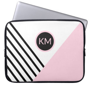 Moderne Retro Geometric Pop Art und Monogram Laptopschutzhülle