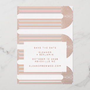 Moderne Retro-Geometrie Luxus-Roségold Speicherdat Folieneinladung