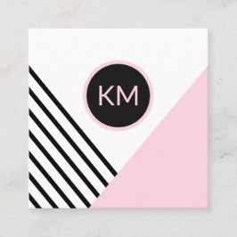 Moderne Retro Geometrie Pop Art mit Monogram Logo Quadratische Visitenkarte