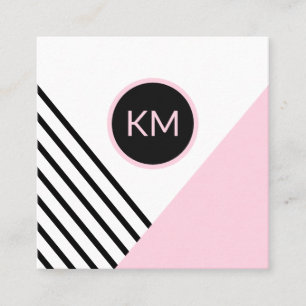 Moderne Retro Geometrie Pop Art mit Monogram Logo Quadratische Visitenkarte