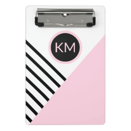 Moderne Retro Geometrie Pop Art mit Monogramm Mini Klemmbrett