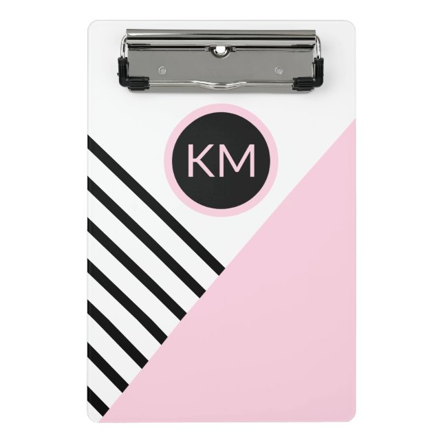 Moderne Retro Geometrie Pop Art mit Monogramm Mini Klemmbrett (Vorderseite)