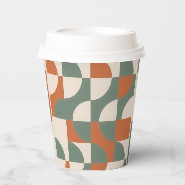 Moderne Retro-Geometrische Papiertasse Pappbecher (Vorderseite)