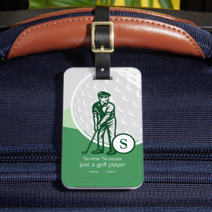 Moderne Retro-Gepäckanhänger in Grün für Golfer Gepäckanhänger