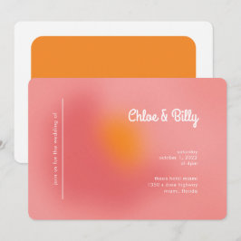 Moderne Retro-glänzende, rosa Orangefarbene UAWG W Einladung