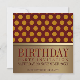 Moderne Retro Gold Geburtstagsparty Einladungskart Einladung