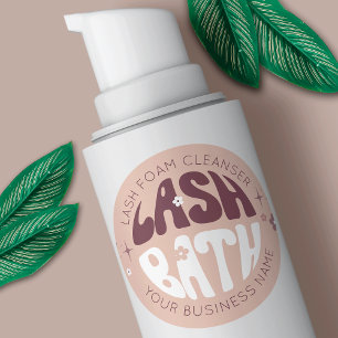 Moderne Retro Groovy 2 OZ Foam Flasche Lash Bad Runder Aufkleber