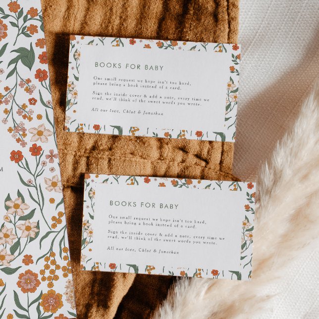 Moderne Retro Groovy Books für Baby Floral Begleitkarte (Von Creator hochgeladen)