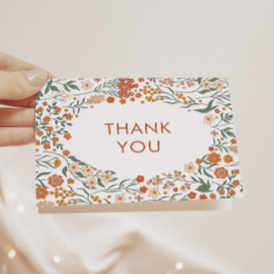 Moderne Retro Groovy Floral Baby Shower Dankeskarte