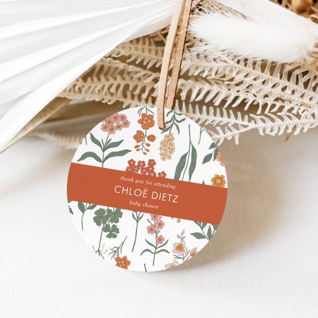 Moderne Retro Groovy Kinderdusche Danke Geschenkanhänger (Von Creator hochgeladen)