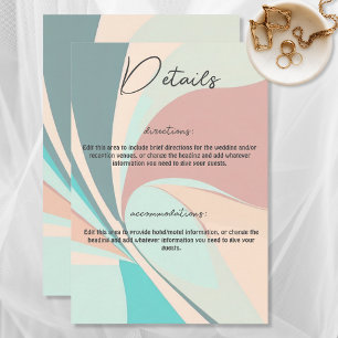 Moderne Retro Groovy Pfirsich Teal & Aqua Details Begleitkarte