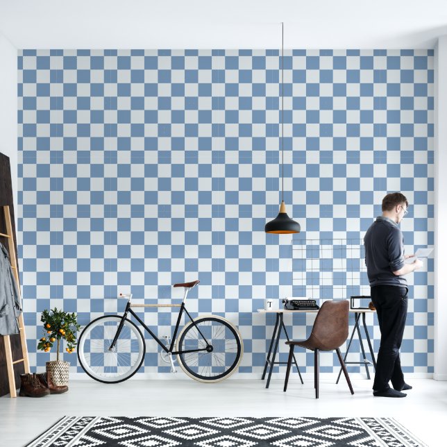 Moderne Retro-Großquadrat-Schachbrettmuster Tapete (Wohnbereich)