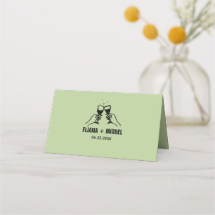 moderne Retro-Hand gezeichnet Hochzeit Platzkarte