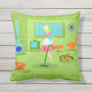 Moderne Retro Hausfrau Außenkissen Mittelalter Kissen